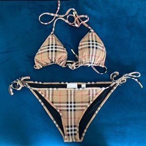 Burberry vintage check triangle bikini